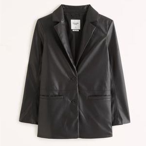 Abercrombie Vegan Leather Blazer in Black - Small Petite